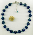 Scroll Bead Necklace in Cobalt Blue and Lagoon Aqua-Green